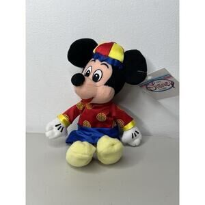 NWT Chinese Costume Mickey Mouse Disney Store Plush Bean Bag